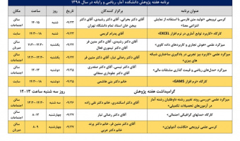 برنامه هفته پژوهش دانشکده