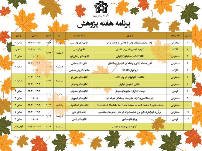 برنامه هفته پژوهش دانشکده