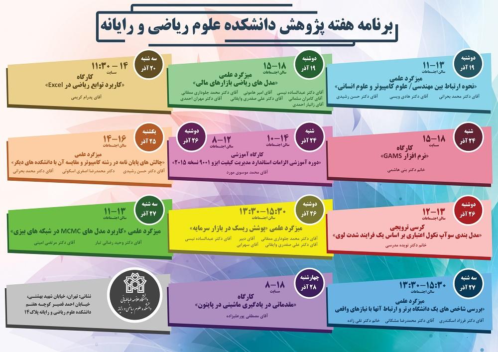 برنامه هفته پژوهش دانشکده علوم ریاضی و رایانه