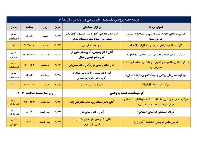 برنامه هفته پژوهش دانشکده